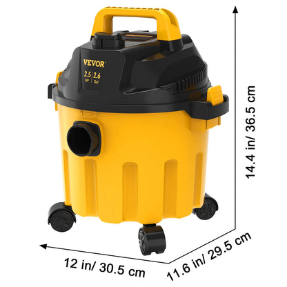 SucceBuy Wet Dry Vac 2.6 Gallon 2.5 Peak HP 3 in 1 Portable Shop Vacuum with Blowing Function  Attachment Storage for Floor