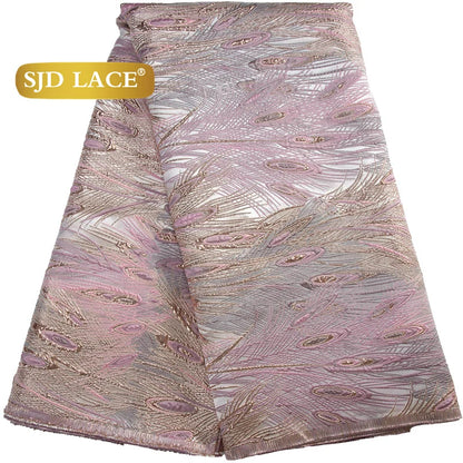 SJD LACE African Lace Fabric 2025 High Quality French Gild Brocade Jacquard Lace Fabric For Women Wedding Party Dresses Sew 3464