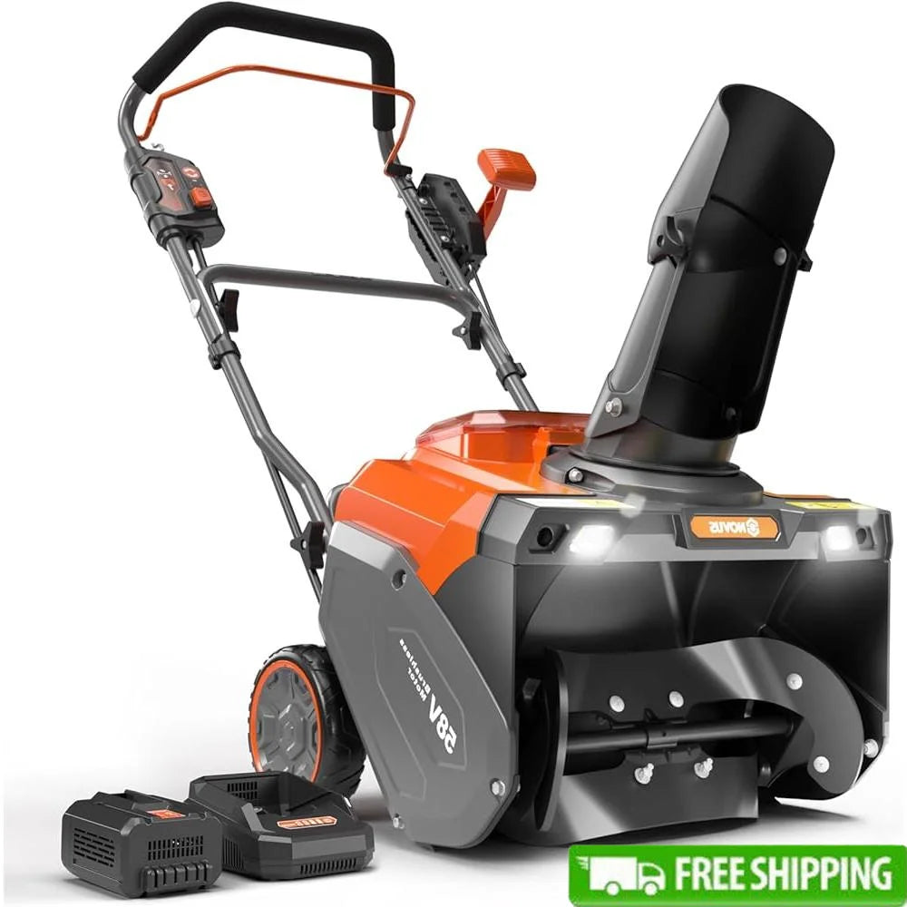 Cordless Snow Blower Battery Powered 18 Inch Remote Chute Control Brushless Motor Quiet Operation 58V 5Ah LED Lights Efficient