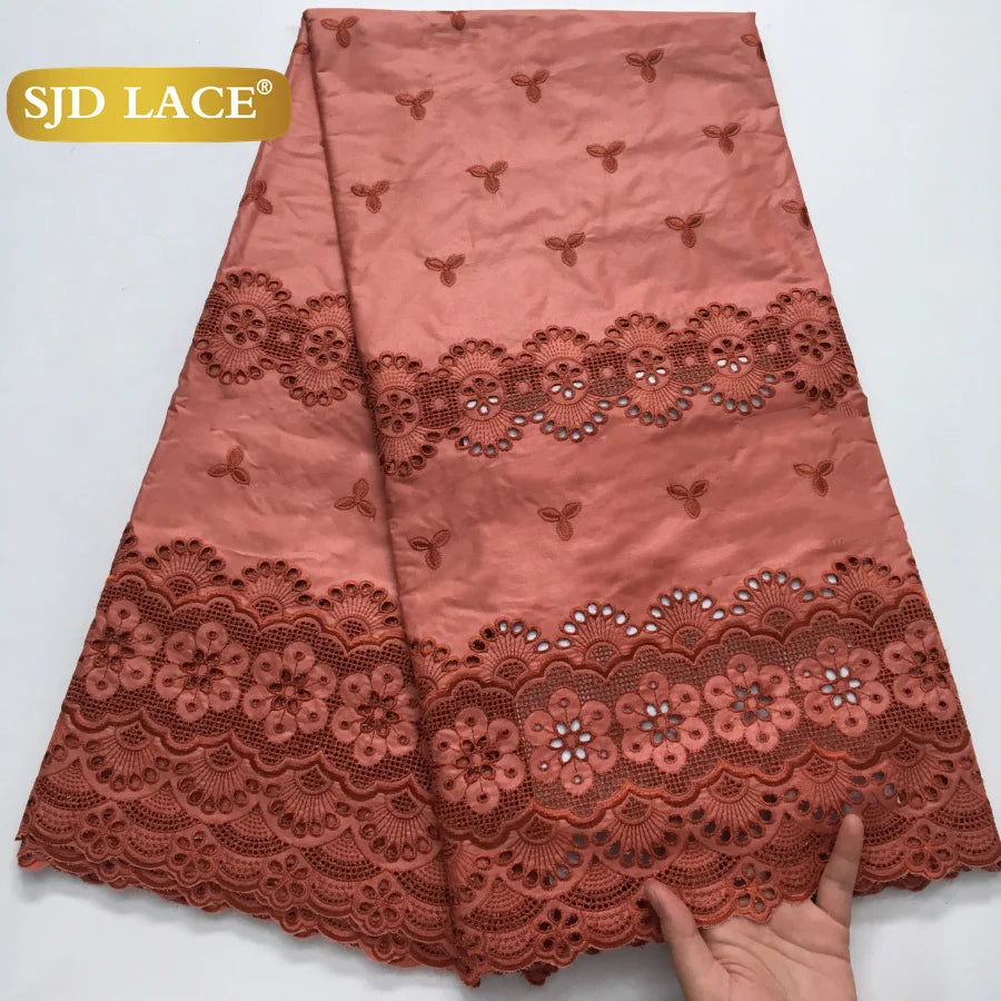 SJD LACE Swiss Voile Lace Fabrics Dubai African Cotton 5 Yards 2025 Latest African Nigerian Cotton Lace for Dresses Sew 4271