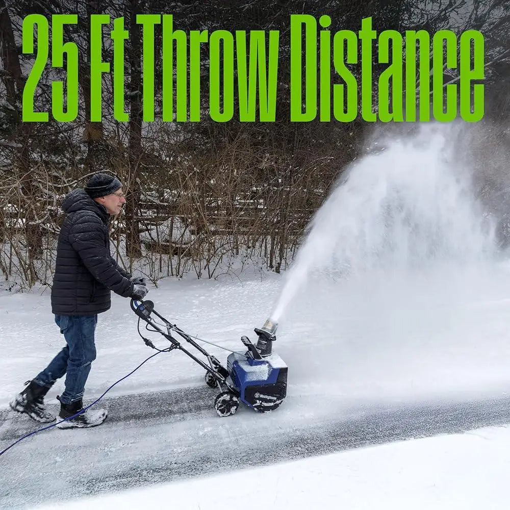 Corded Snow Blower with 22 Inch Steel Auger Dual LED Lights 25ft Throwing Distance Efficient Snow Clearing