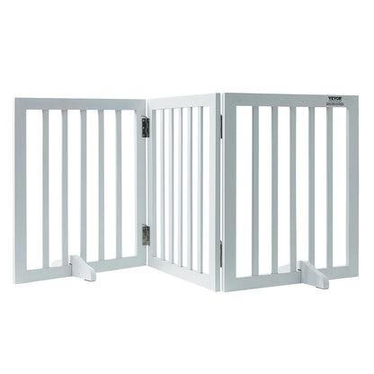 SucceBuy Free Standing Dog Gate Freestanding Pet Gate 3 Panels Foldable Dog Gate for Narrow Passageways Expandable Dog Barrier