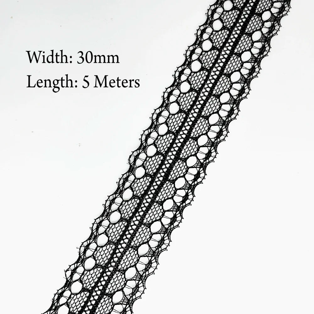 5 Meters White Black Lace Ribbon Assorted Pattern Trims for Gift Wrapping Christmas Wedding Decorations DIY Crafts Sewing Supply