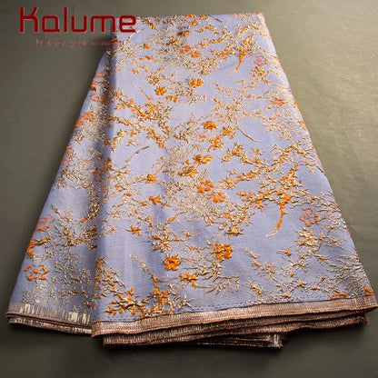 Kalume African Brocade Jacquard Lace Fabric 2025 High Quality Gilding Lace Fabric Ship From U.S. 2-5Days for Sewing Dress F3464