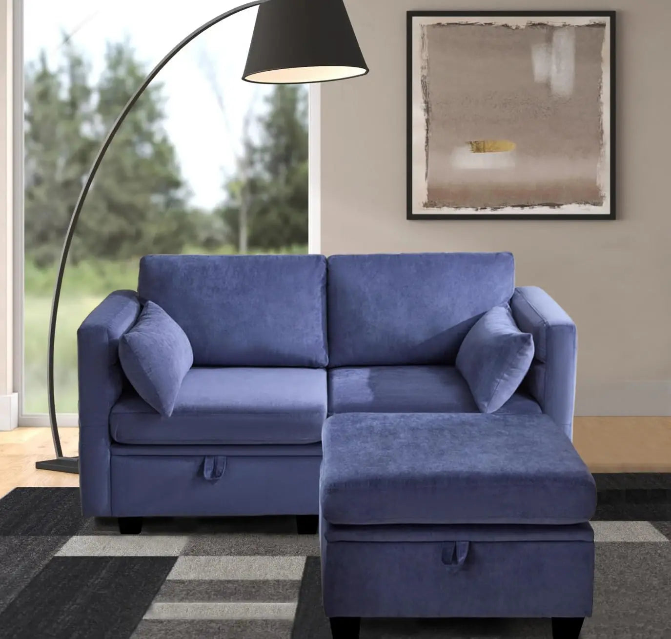Loveseat Sofa with Seats Storage Modular Sectional Sofa Small Couch with Ottoman for Small Spaces Convertible L, Customized