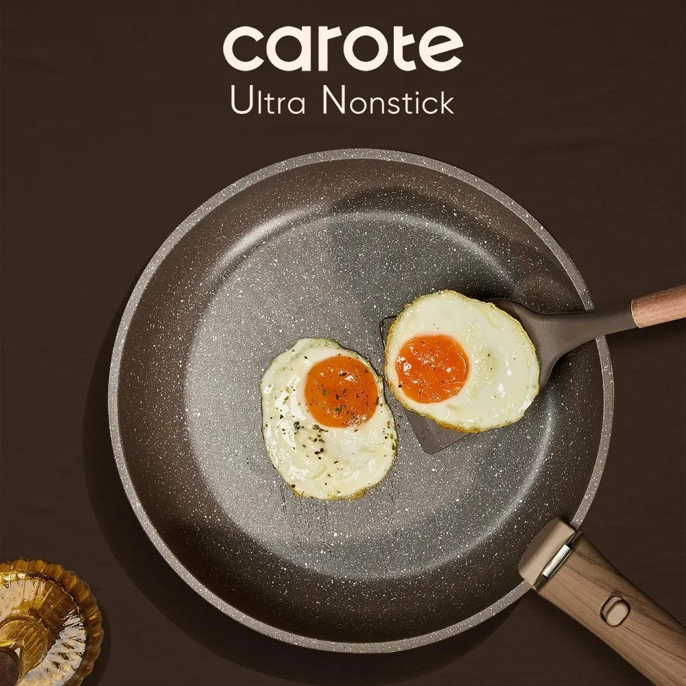 CAROTE 17-Piece Non-Stick Pots and Pans Set with Removable Handles, Cookware Set for Kitchen, Oven and Dishwasher Safe