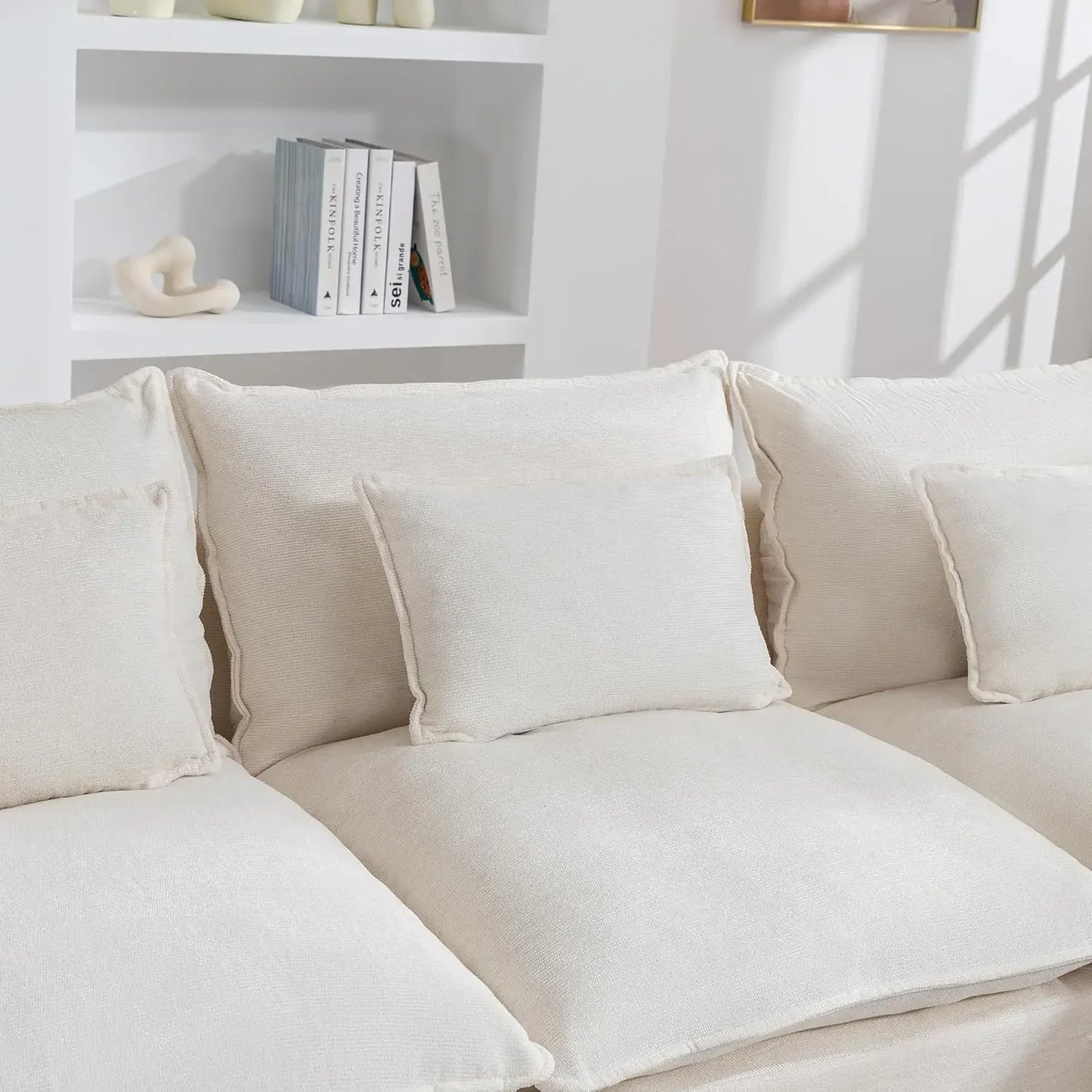 Cloud Couch 102.3'' Oversized Boneless Sectional Sofa with Ottoman - Modern Modular Customized Comfortable Seating Furniture