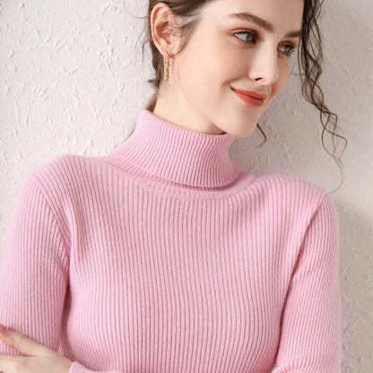 Sweater Women New Arrival 2025 Autumn Winter Turtleneck Sweaters Korean Style Simple Base Layer Pullover Thick Solid Slim Tops