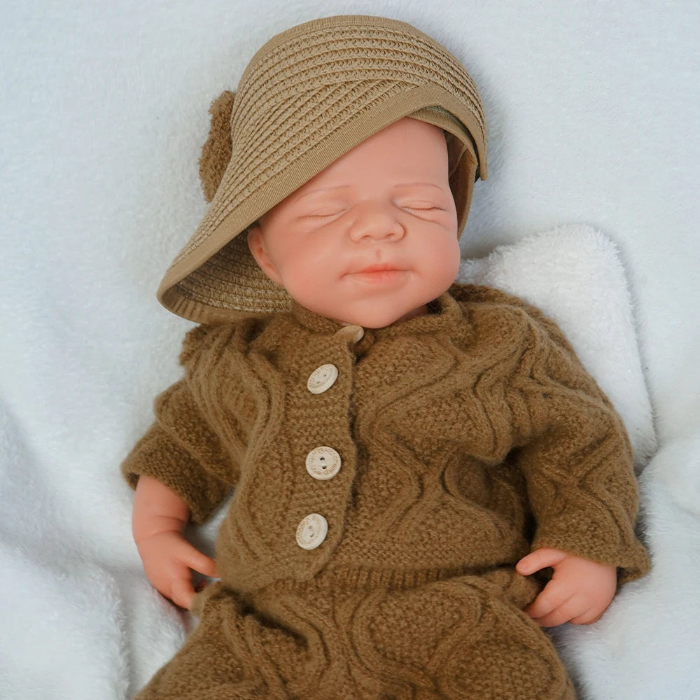 Soft Full Body Platinum Silicone Painted Reborn Doll Girl Handmade 18.31 Inch Solid Color Newborn Dummy Boy Suitable