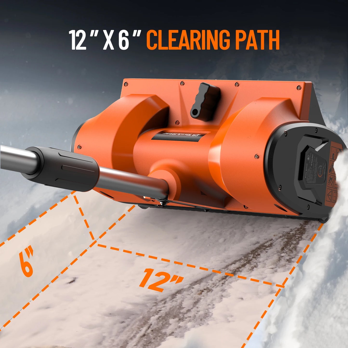 TaskStar Cordless Snow Shovel 2 4000mAh Batteries Powered 6x12-inch Electric Snow Sweeper 16.5ft Distance With Directional Plate