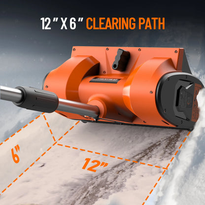 TaskStar Cordless Snow Shovel 2 4000mAh Batteries Powered 6x12-inch Electric Snow Sweeper 16.5ft Distance With Directional Plate