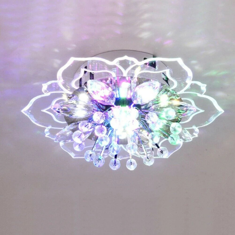 Creative LED Crystal Flower Chandelier Bedroom Interior Hallway Living Room Lighting Bedroom Kitchen Decoration