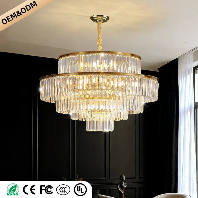Hanging Chandelier Living Room Hall Lighting Villa Dining Table LED High-end Luxury Dining Room Crystal Chandeliers