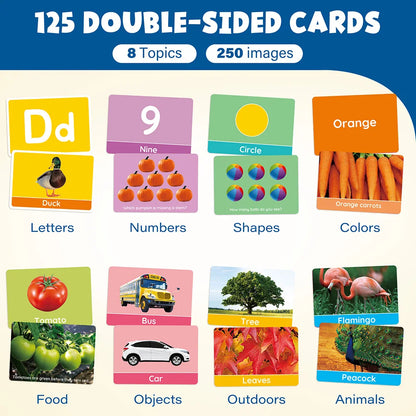 Flash Cards for Toddlers, Double-Sided Educational Flashcards, Alphabet Number, Preschool Learning Activities Gift For Christmas