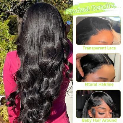 40 30 Inch 13x6 Body Wave Human Hair Frontal Wig 13x4 HD Lace Natural Black Front Wig Human Hair Glueless 5x5 HD Closure Wigs