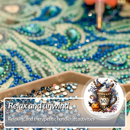 2D Flat Halloween DIY Desktop Diamond Art Kits Single Drill Diamond Painting Desktop Ornaments Kit for Home Office Desktop Decor