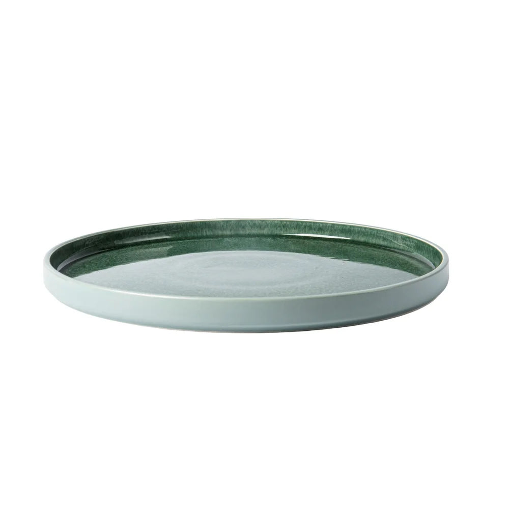 Stackable Dinner Plate Stoneware Microwave Safe Unique Reactive Glaze Hand-Finished Round Design Cabinet Space Saver Elegant