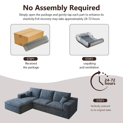 107'' L-Shaped Modern Modular Sectional Sofa Cloud Couch 4-Seat Chenille Deep-Seat Living Room Couch with Pillow Customized