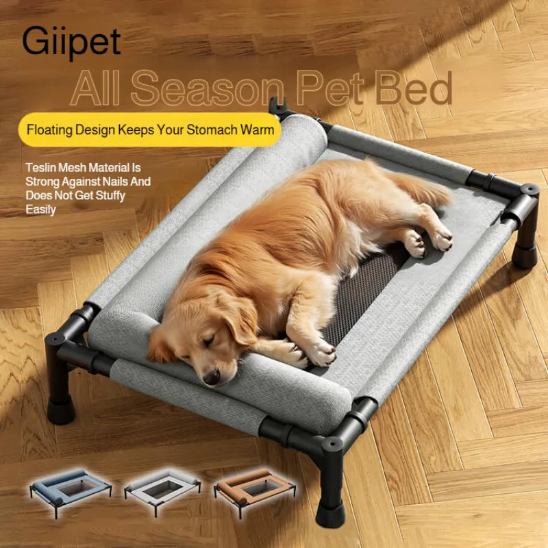 Medium and Large Cat Dog Off-the-ground Pet Bed Winter Removable and Washable Breathable Mesh Pet Bed Moisture-proof with Pillow