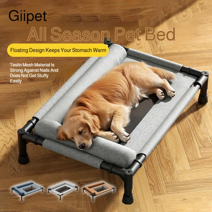 Medium and Large Cat Dog Off-the-ground Pet Bed Winter Removable and Washable Breathable Mesh Pet Bed Moisture-proof with Pillow