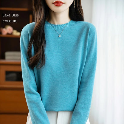 Women 22 colors weater O-neck Autumn Winter Basic 100% Andy velvet Warm Casual Pulls Jumpers Korean FashionSpring Knitwear 2025