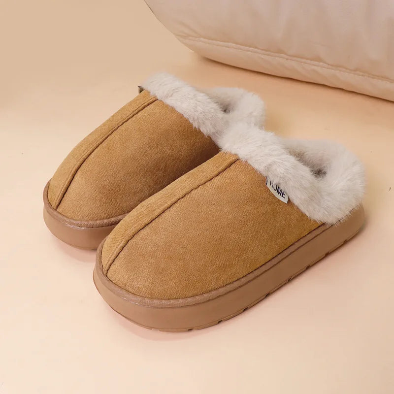 Winter Warm Plush Indoor Slippers for Women Men Non Slip Soft Sole Cotton Shoes Woman Cozy Thick Platform Fluffy House Slippers