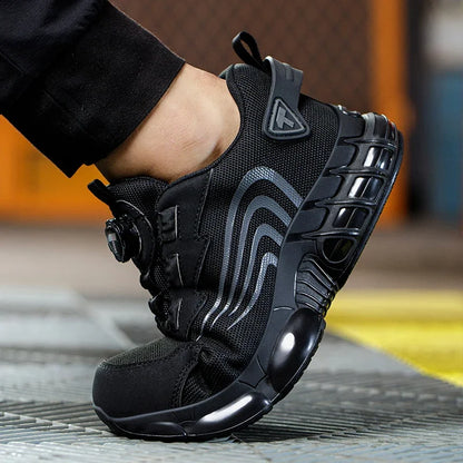 Rotary Button Steel Toe Safety Shoes for Men Anti-impact and Anti-piercing Work Shoes Fashionable Men's Sports Protective Shoes