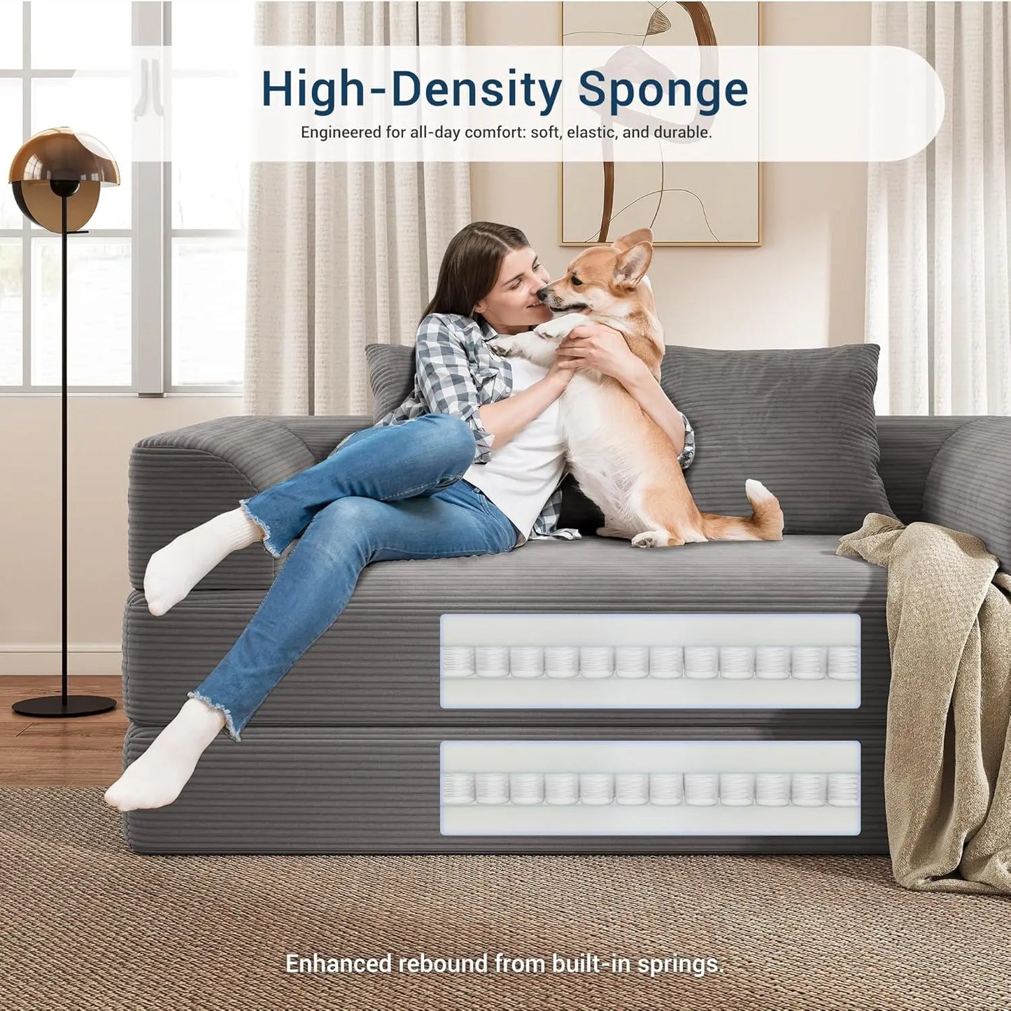 Cloud Boneless Convertible Floor Sofa Bed, 70" 4-in-1 Foldable Compressed Loveseat Lounge Sleeper 2 Seater Couches, Customized