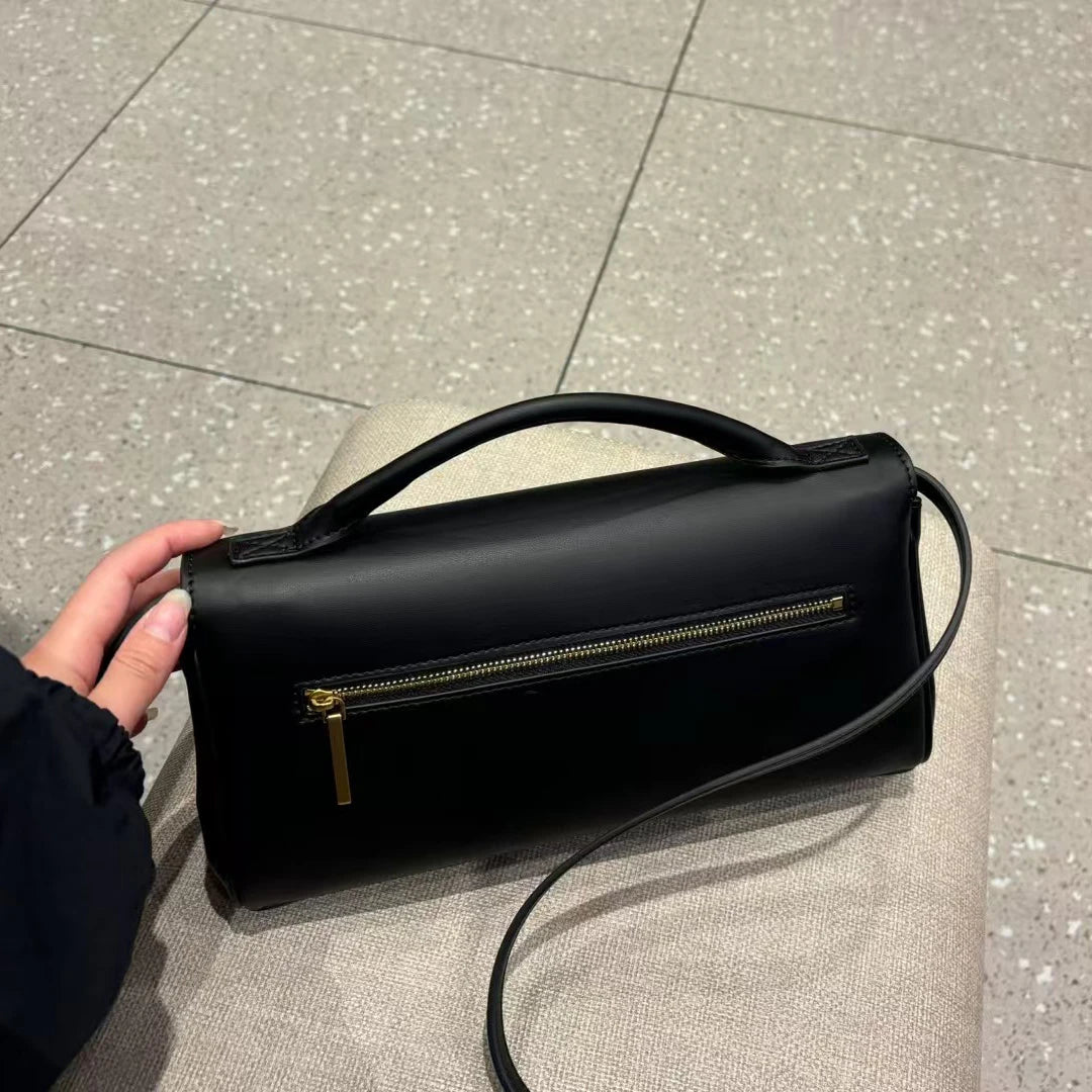 Genuine leather handbag 2025 new niche design lock small square bag vintage motorcycle style cowhide one-shoulder crossbody bag