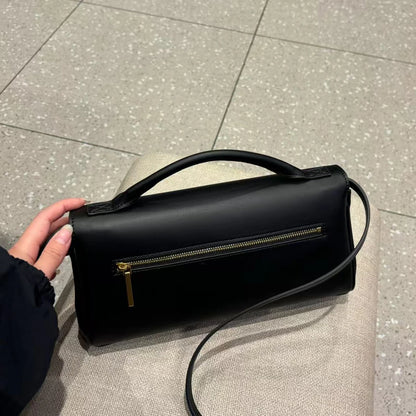 Genuine leather handbag 2025 new niche design lock small square bag vintage motorcycle style cowhide one-shoulder crossbody bag