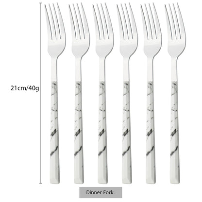6/24pcs Wooden Handle Cutlery Set Brown Silver Dinnerware Set Stainless Steel Forks Spoons Knife Tableware Kitchen Flatware Set