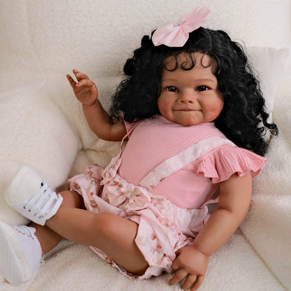 1PC 24 "weight pink raw doll with soft vinyl limbs and body - includes clothes, accessories, soothing items and bottles