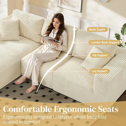 108" Comfy L Shaped Sectional Couches, Modular Sectional Sofa Boneless Cloud Couch for Living Room, Modern Deep Seat Cozy