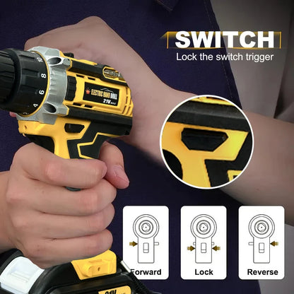 Rechargeable Electric Hand Drill, Pistol Drill, Electric Screwdriver, Household Impact Hand Drill Tool,Use MT Battery
