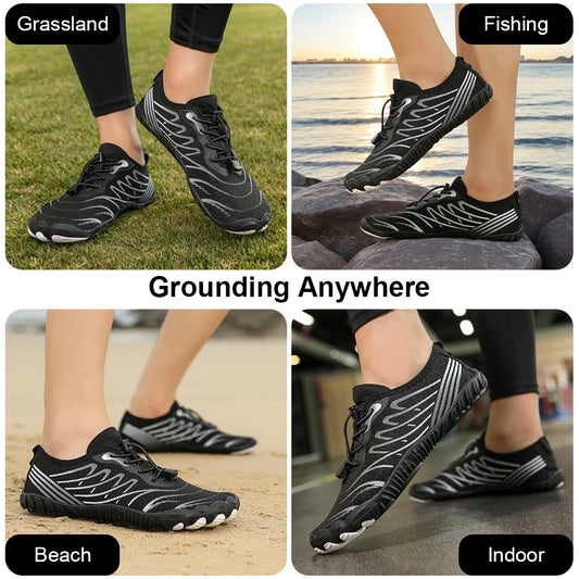 Grounding Shoes with Copper Grounded Footwear Non Slip Breathable Aqua Shoes Flexible Lightweight Barefoot Shoes for Men Women