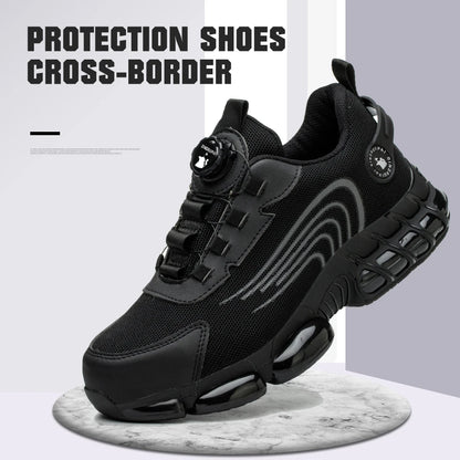 Steel toe cap, non-lacing, anti-impact and anti-puncture casual work shoes
