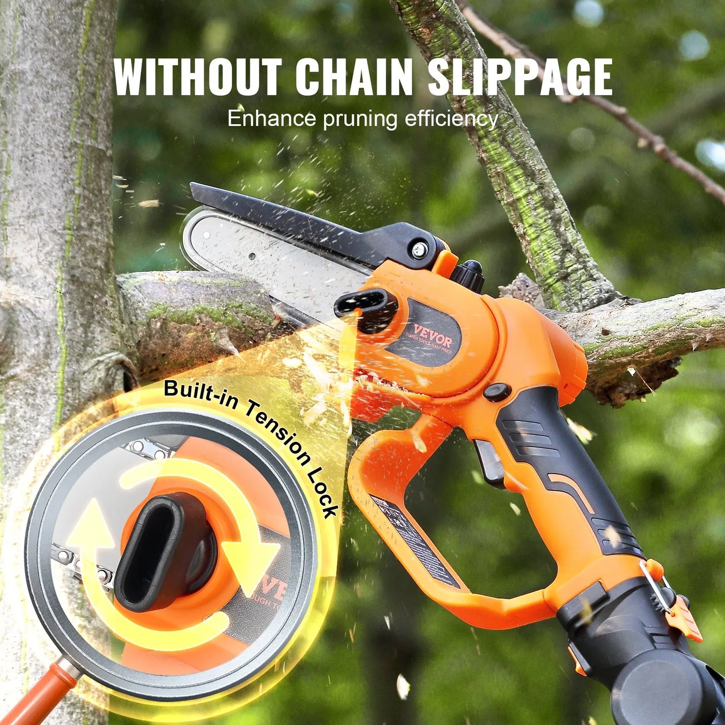 2-in-1 Cordless Pole Saw & Mini Chainsaw, 20V 4Ah Battery Pole Chainsaw, Cutting Capacity 8 Ft Reach Pole Saw For Branch