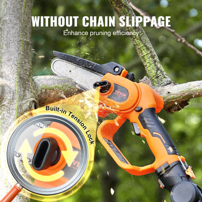 2-in-1 Cordless Pole Saw & Mini Chainsaw, 20V 4Ah Battery Pole Chainsaw, Cutting Capacity 8 Ft Reach Pole Saw For Branch