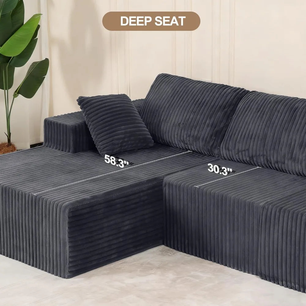 Cloud Couch Sectional Sofa, No Assembly, Removable Washable Covers, Grey - Ultimate Comfort for Living Room
