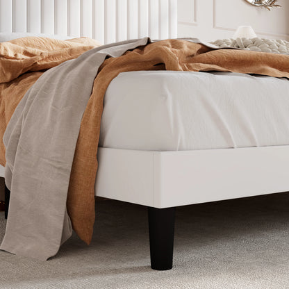 HOOMIC Twin/Full/Queen/King Size Velvet Upholstered Bed Frame with Elegant Vertical Channel Tufted Headboard