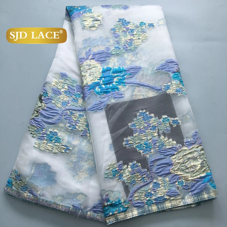 SJD LACA African Brocade Lace Fabrics 2025 High Quality Tulle Damask Nigerian Jacquard French Lace For Sewing Women Dresses 2485