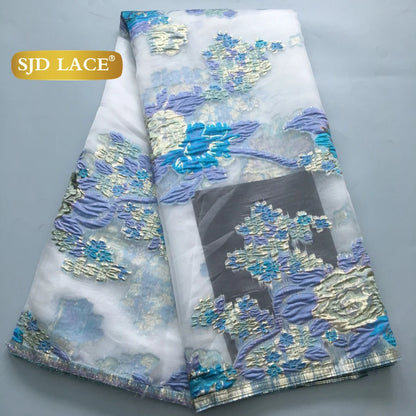 SJD LACA African Brocade Lace Fabrics 2025 High Quality Tulle Damask Nigerian Jacquard French Lace For Sewing Women Dresses 2485