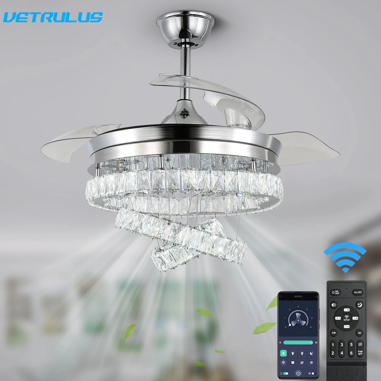 Modern Ceiling Fan Led Light Remote Control Living Dining Room Ceiling Fan Lamp Chandelier Indoor Decor Fixture BLDC Intelligent
