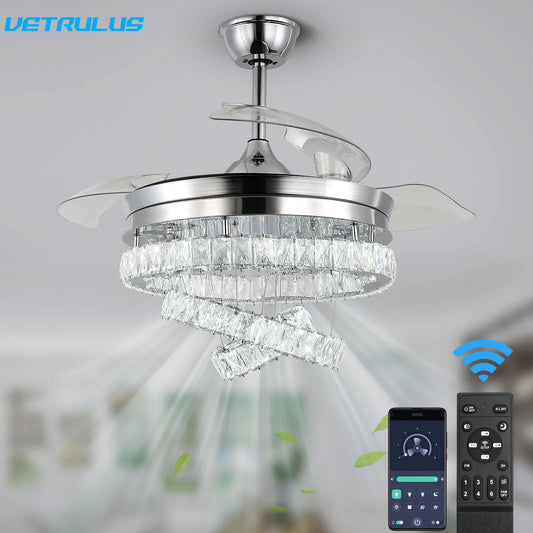 Modern Ceiling Fan Led Light Remote Control Living Dining Room Ceiling Fan Lamp Chandelier Indoor Decor Fixture BLDC Intelligent