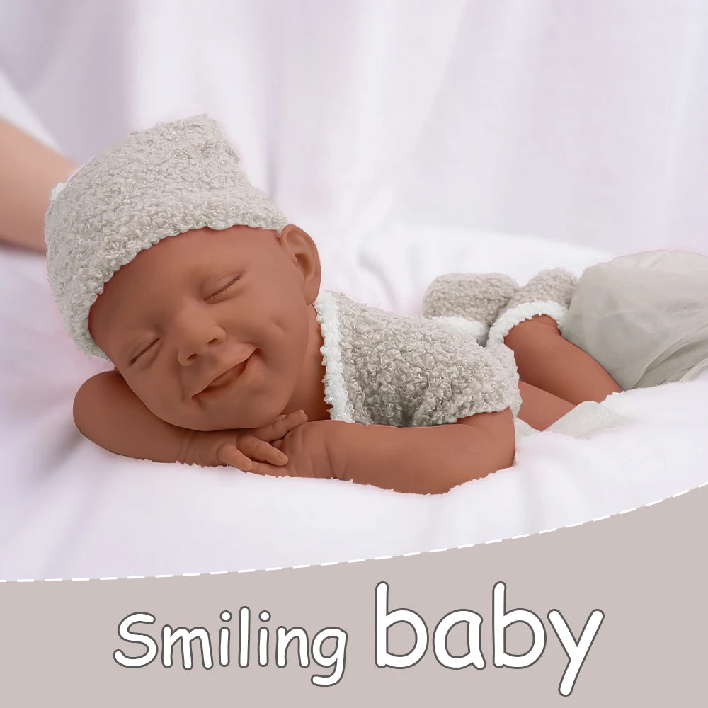 17.7 inches/2.7kg all silicone cute baby girl reincarnation doll natural sweet smile+closed eye design is the best gift