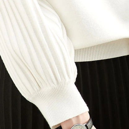 Women Half High Collar Base Sweater Autumn And Winter Casual Solid Knitted Tops Pit Stripe Long Sleeved Pullover Sweaters