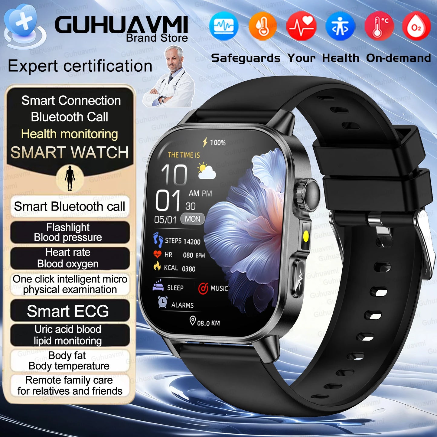 2026 New AI Health Diagnosis Smart Watch Body Analysis Uric Acid Blood lipids ECG+PPG Blood pressure call Smart watch Men Women