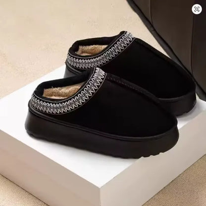 2025 Platform Fluffy Slippers Women/men House Flats Fashion Plush Winter Shoes Ladies Home Elegant Casual Footwear Large Size