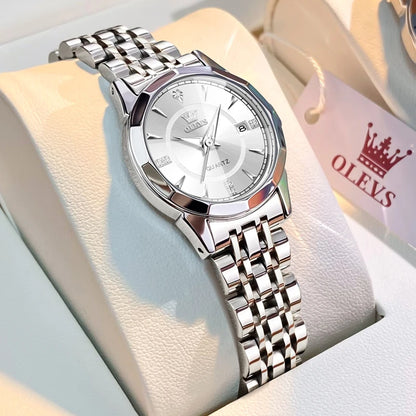 OLEVS Original Brand Elegant Women's Watches Waterproof Luminous Quartz Watch for Lady Necklace Bracelet Gift Box Set Calendar