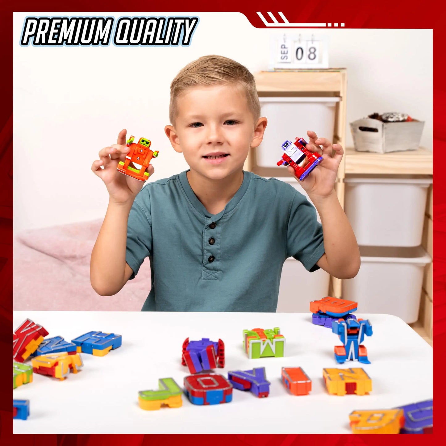 Joyfy 26-in-3 Alphabet Bots Toy 26 Pc Transforming Robot Educational Building STEM Toy for Toddlers Preschool Boys Birthday Gift